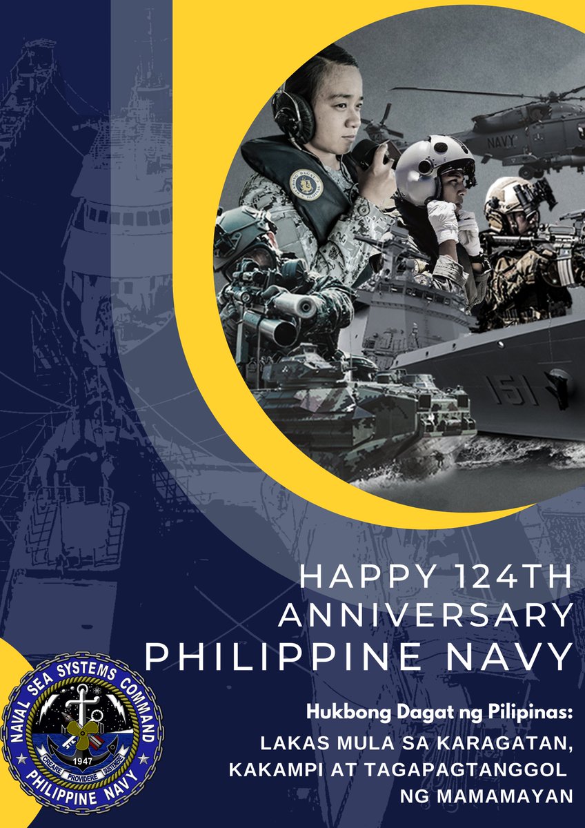 The men and women of the Naval Sea Systems Command celebrate with the Philippine Navy on its 124th Anniversary. Happy 124th Anniversary, Philippine Navy! 
#124PhilippineNavyAnniversary
#ProtectingtheSeasSecuringOurFuture
#ModernandMultiCapablePHNavy
#AFPyoucanTRUST