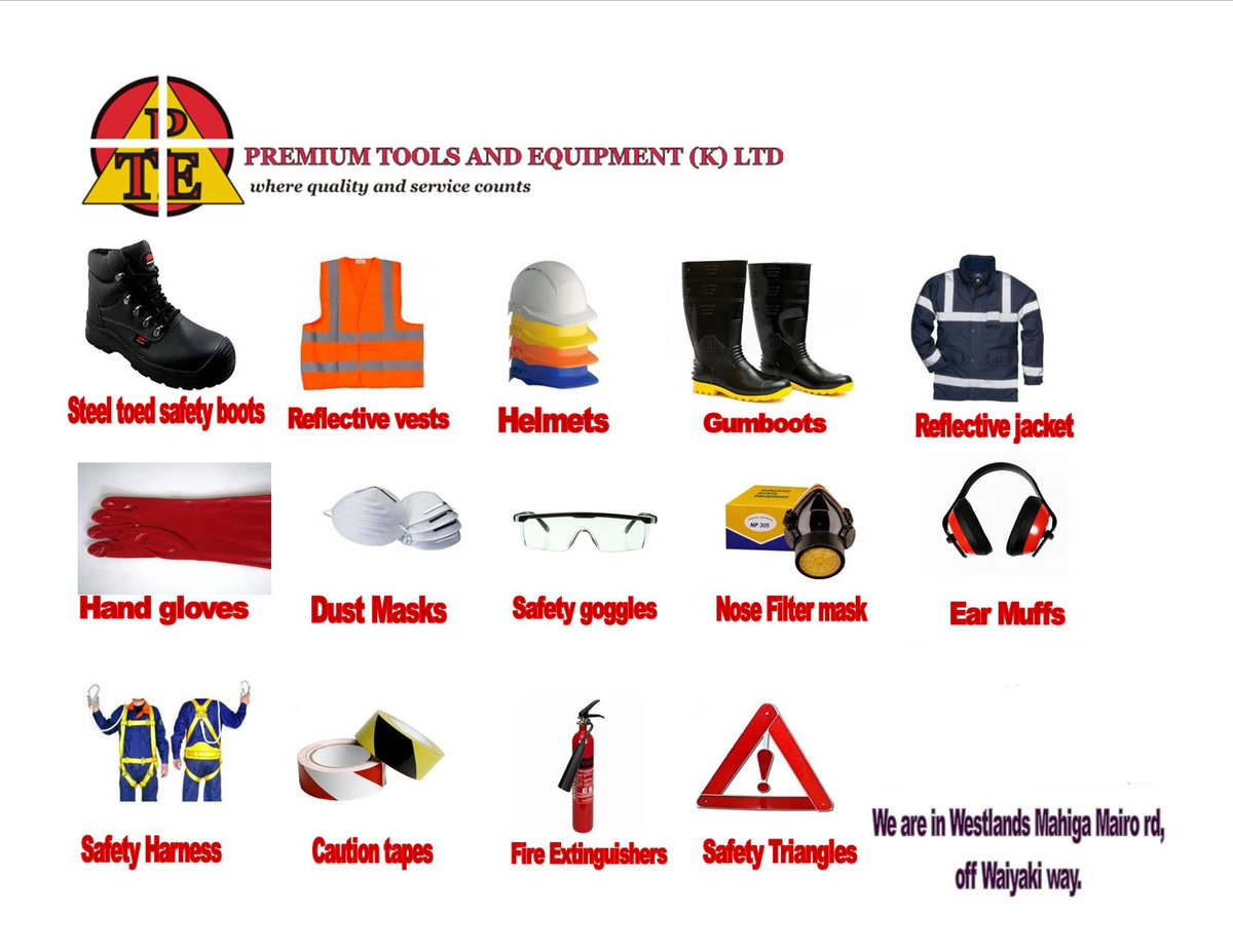 premiumtools_ke's tweet image. Safety Friday with Premium Tools.

Friday we remind you that your Safety comes first and we are here to offer safety wear and protection equipment at affordable prices.

Call/WhatsApp 0716608014 or email onlinesales@premiumtoolsltd.com .
We are in Westlands.

#premiumtools