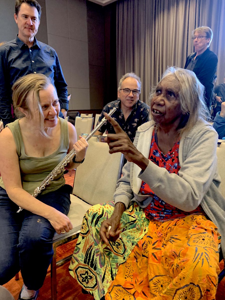 UluruTV's tweet photo. Sharing cultures at Uluru.
Aboriginal elder Yuka Trigger shares a traditional song, or inma, with visiting @OperaAustralia musicians at #uluru this weekend. @ExploreUluru @VisitCentralAus @UluruFestival https://t.co/ZOzC0EMuT9