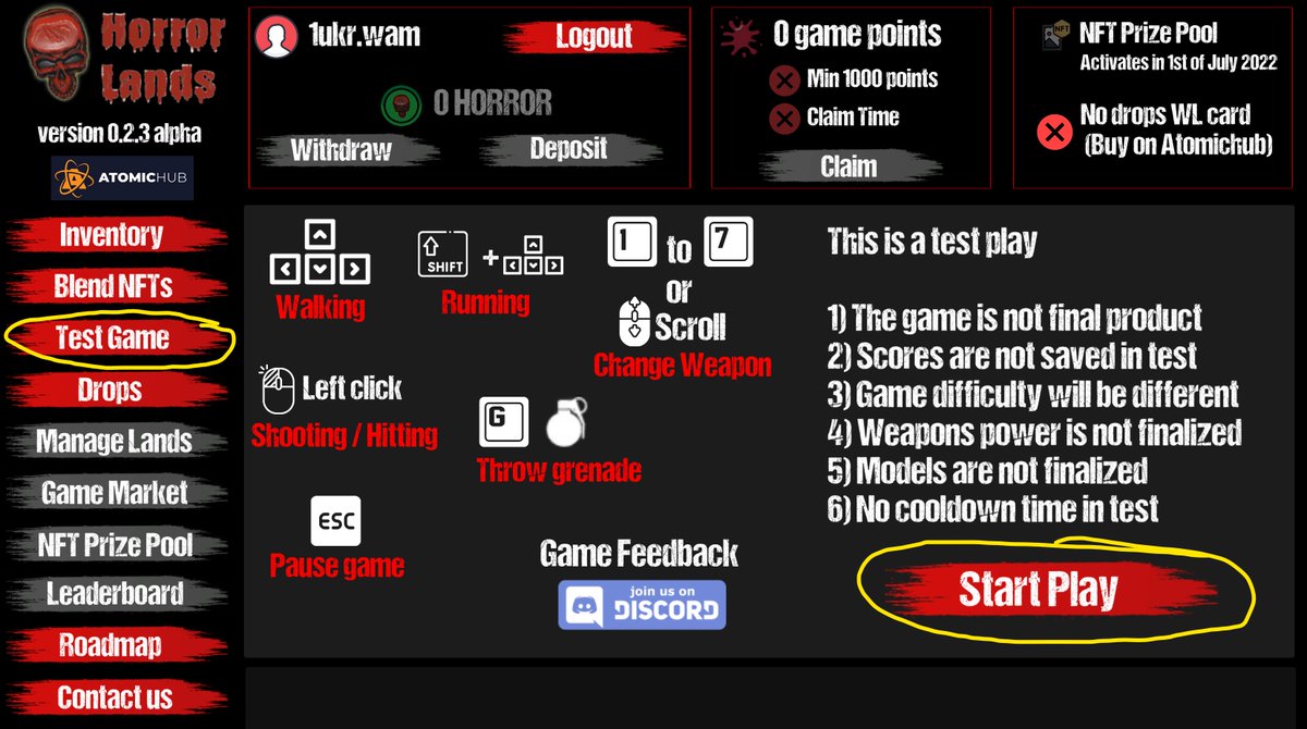 Finally, our first public game test is available. 
Login with your wax account. Start shooting zombies now.

play.horrorlands.com

<a href="/WAX_io/">WAX</a>