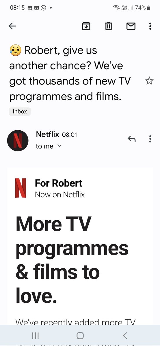 MrsLogicViz's tweet image. Hey @NetflixUK - instead of spamming my inbox on a daily basis, how about offering us a financial incentive to stay, eh?  I&apos;m sticking with @BritBox_UK or maybe even the @NOW Entertainment package.