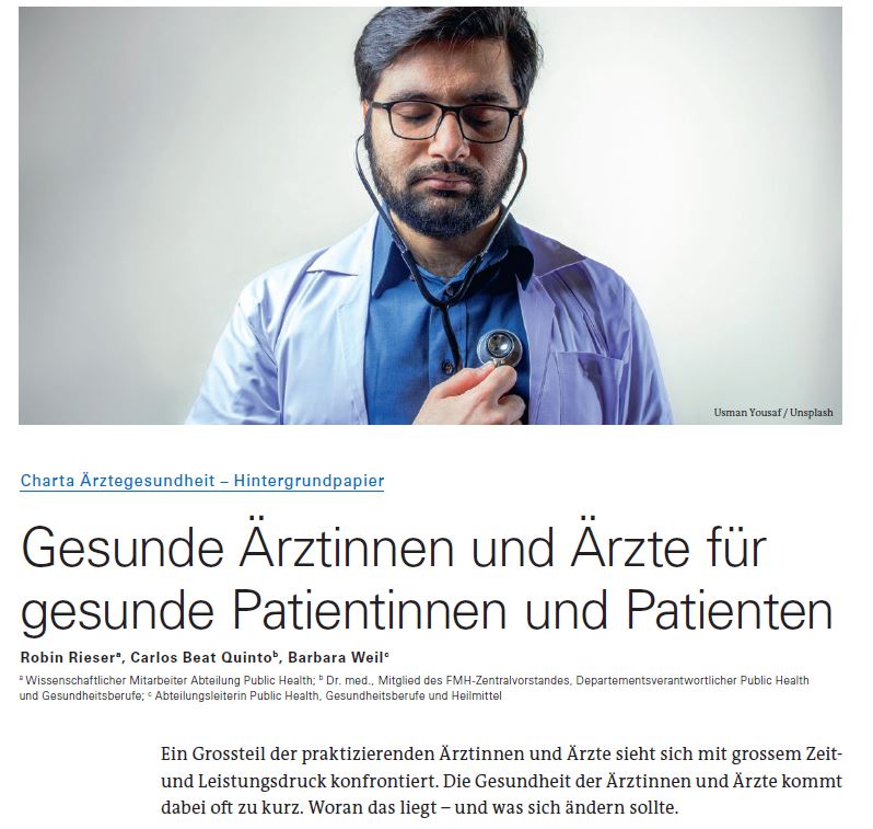 Leistungsdruck, lange Arbeitstage und emotionale Belastung fordern ihren Tribut von der praktizierenden Ärzteschaft. Die «Charta Ärztegesundheit» verlangt Rahmenbedingungen, welche Ärztinnen und Ärzten optimal arbeiten und dabei gesund bleiben lassen.
bit.ly/3louPyB