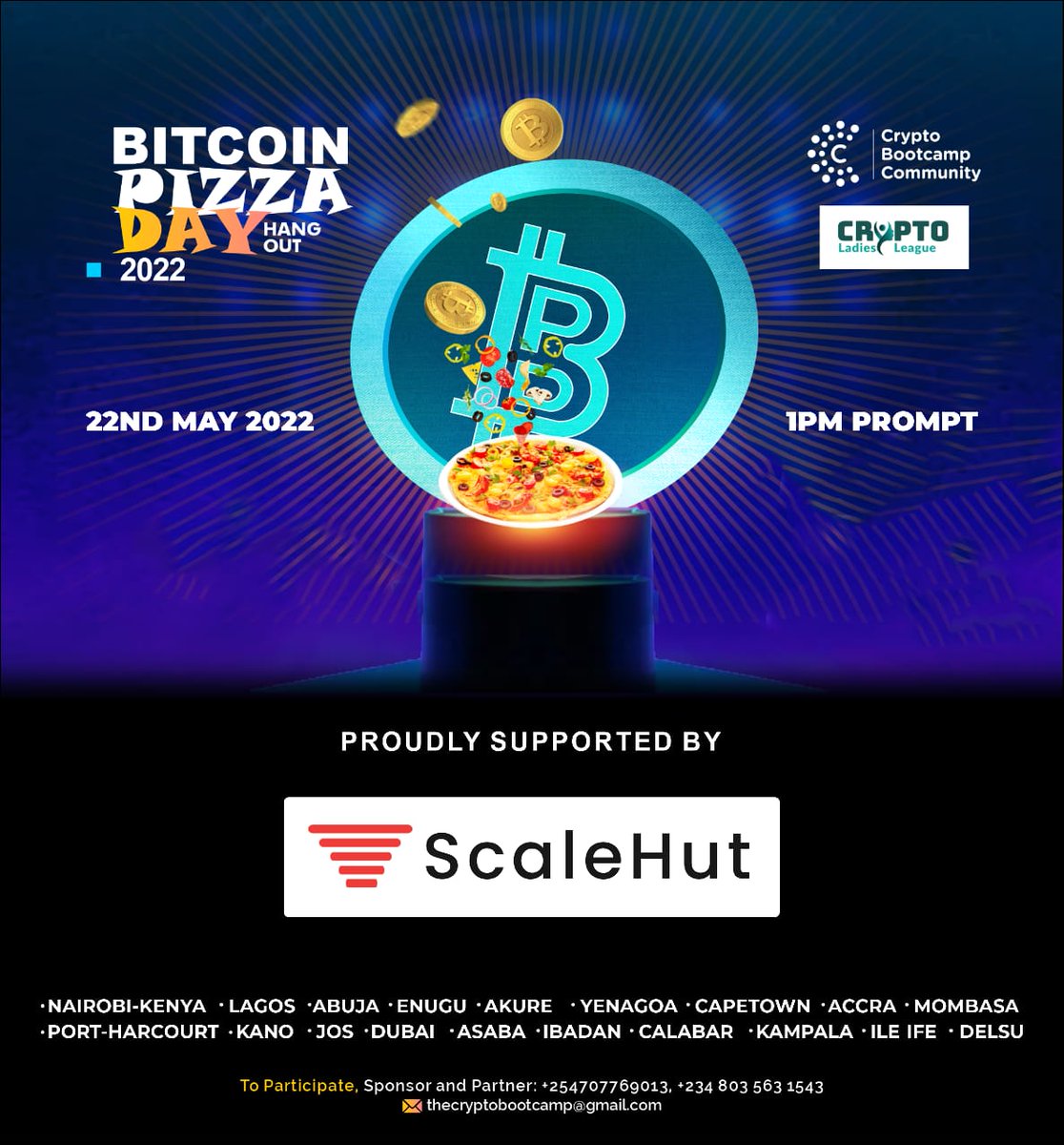 Illuxtra's tweet photo. #ScaleHut sponsors #BitcoinHangout2022 in collaboration with @bootcamp_crypto
Don't miss out on that day, make yourself available and come have some pizza with your fellow #bitcoiners.π₯π
#Bitcoin #pizza #Cryptos https://t.co/DyVjyZQMW6