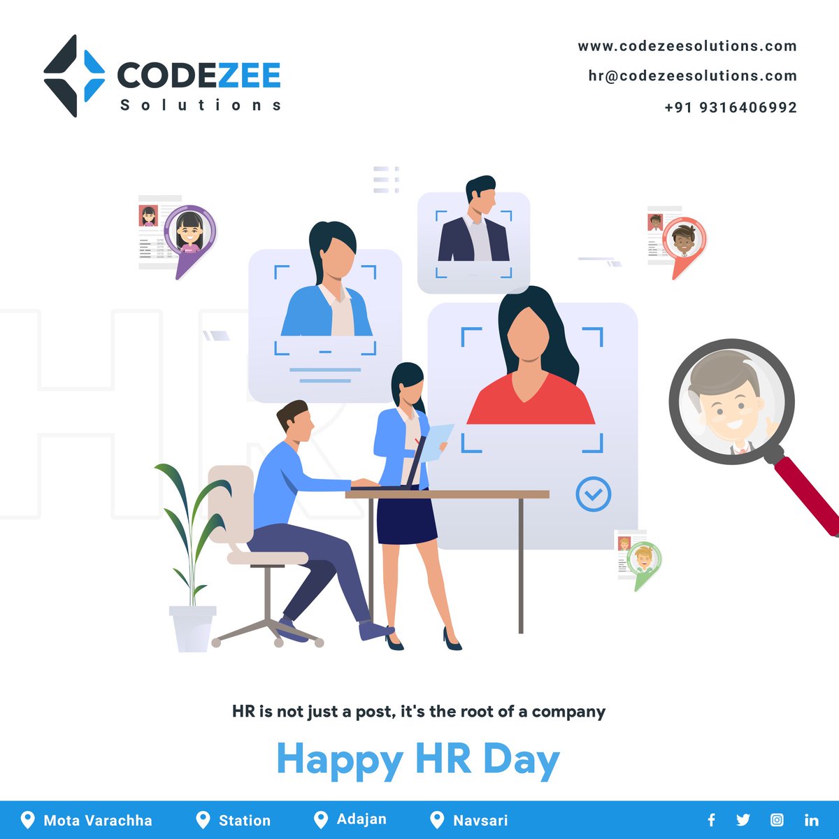 CodezeeSolution's tweet photo. HR shaping the new future - leading change to improve life in the workplace. Let's all take a moment to recognise all the hardworking HR people in our lives. - Happy International HR Day
#humanresources #hr #recruitment #hiring #humanresourcesmanagement #codezeesolutions https://t.co/v3Dc2r2u7t