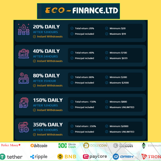 hyiplegit_com's tweet photo. Name Eco-Finance
TYPE: HYIP
Security: Secure
Added 20 May, 2022
Satus: Paying
Min Dep/ With: $20/ $10
Referral: 5%
Withdrawal: Instant

Join Now https://t.co/FvHK5mlj9w

#Btc_Investment #HYIP #Legit_Crypto_Hyip
#TopHyip

#paymentproof #paying https://t.co/JKAfIRRps2