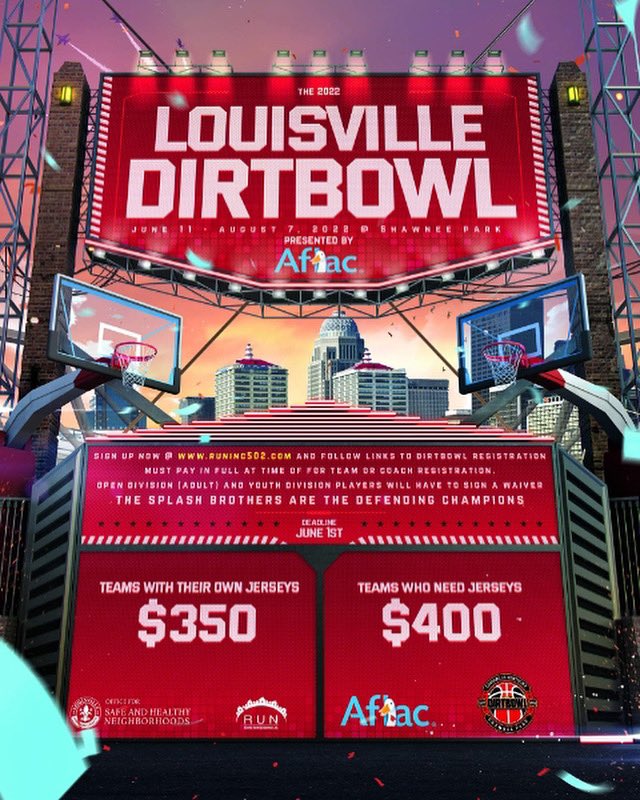 🔈Does your team have what it takes to take down our defending <a href="/thedirtbowl/">Louisville Dirt Bowl</a> Champions The Splash Brothers 🌊💦?! Sign ups are open now until June 1st! Don’t miss out 🔥