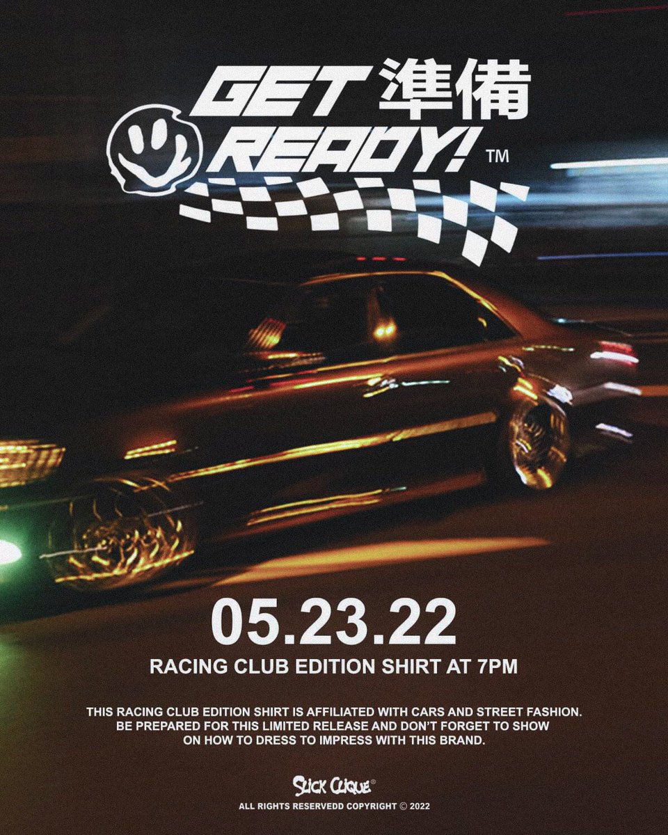 slckclq's tweet photo. Racing Club Edition Shirt Will Be Available for Tomorrow 🏁

For those who ordered our shirt, will be also deliver right away!

Releasing at 7PM!

https://t.co/CtqHecBb2I
https://t.co/gXENVjgJuC

https://t.co/WLZ53yaRY2

#slickclique
#racingclub https://t.co/KAB7jWAbSp