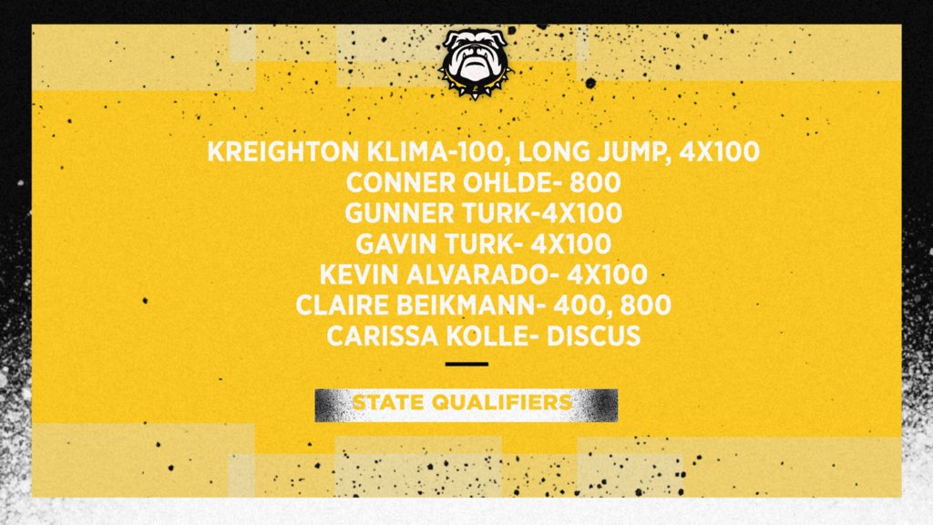 Congrats to our track athletes on a successful day yesterday.  These athletes will go on and compete next weekend in Wichita!