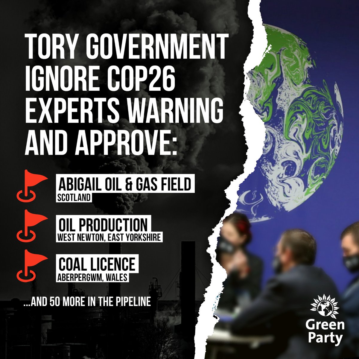 ⚠️ We've had warning after warning after warning.

🥀 But the government is still approving fossil fuel projects.

💚 For real climate action, join the Green Party.

join.greenparty.org.uk