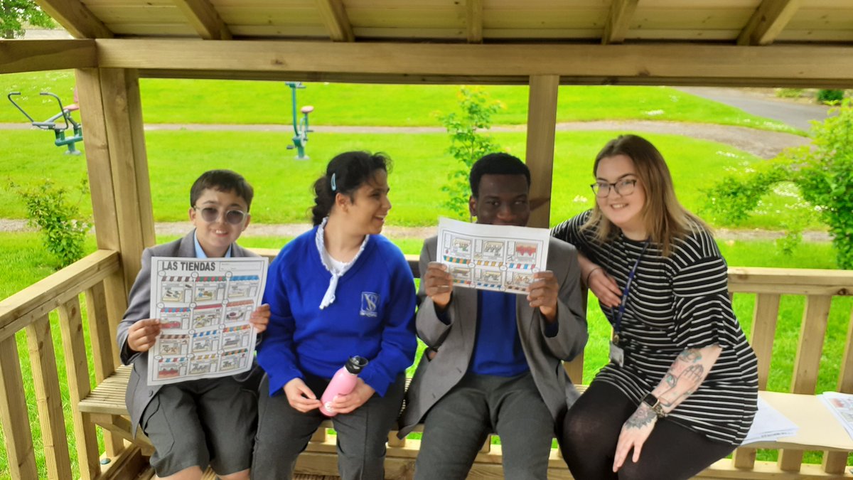 Masarra, Prince Will and Emilio from year 9 enjoying a Spanish lesson 'al fresco' today!