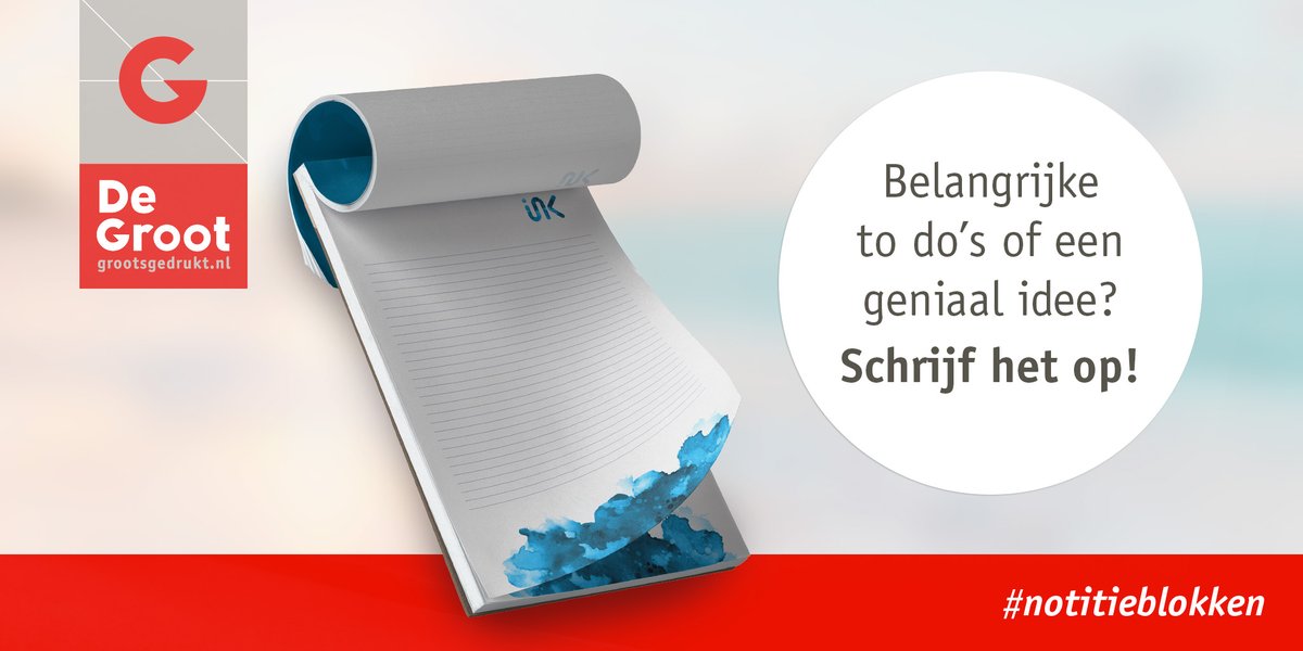Belangrijke to do's, aantekeningen of dat een geniaal idee. Schrijf het op een #notitieblok in eigen #huisstijl. Ook handig als #relatiegeschenk. Zo blijf je goed zichtbaar op kantoor of op de thuiswerkplek. Bestel op bit.ly/3dyy15a #grootsgedrukt