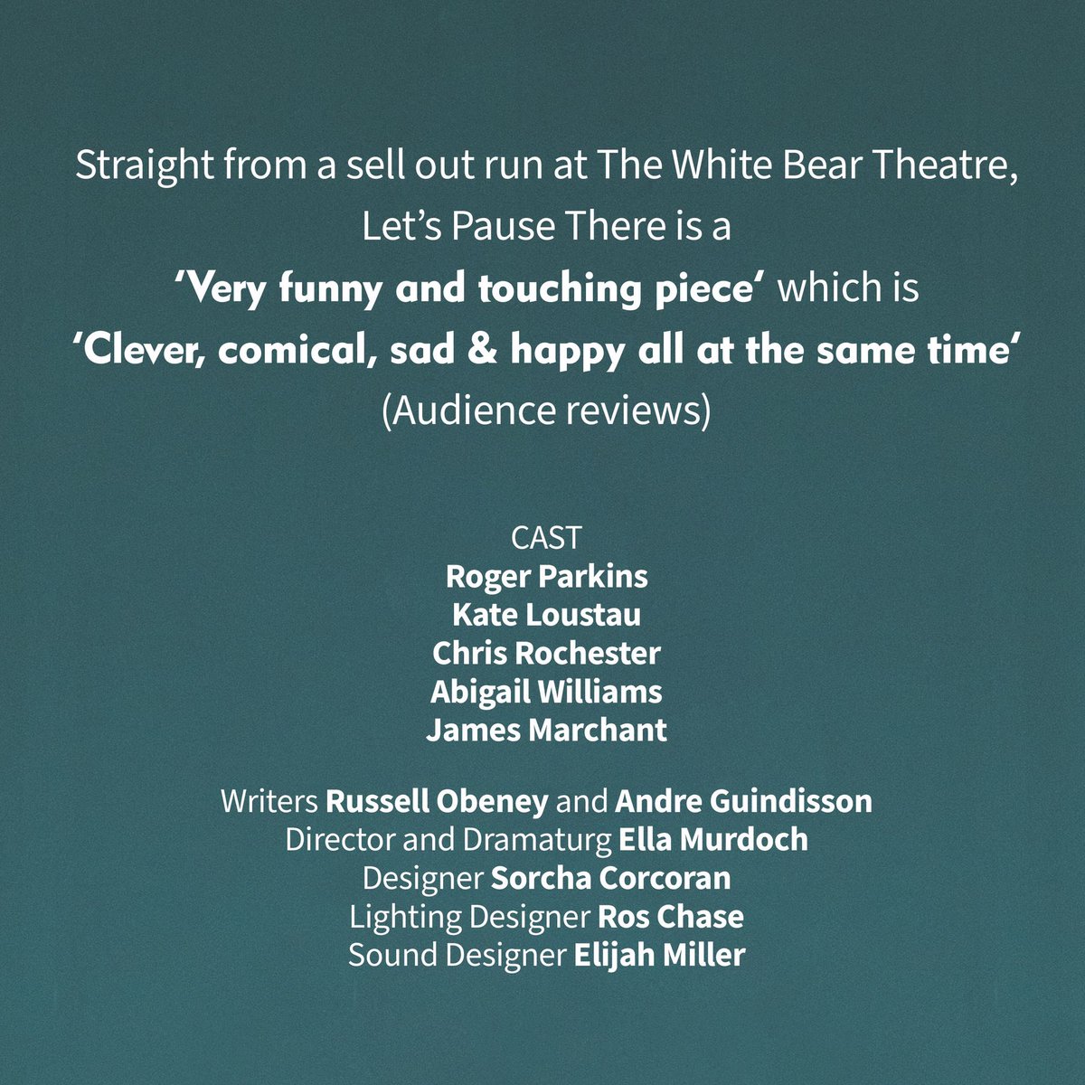 Kate_Loustau's tweet photo. On stage again! 🎉 @letspausethere @KingsHeadThtr @EveryTheatre @russellobeney @andreguindisson @ellaDirects @RogerParkins88 @jim_marchant82 @CRochester @AbiWilliams80 @Kate_Loustau @SorchaCorcoran1 @roschase_ @SummerKeeling @whittome @lijah_miller Book at https://t.co/esD8zvKLhG https://t.co/02Ed1dSr8E