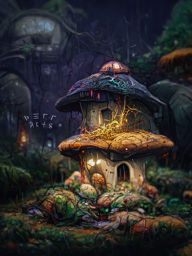 DareMcright's tweet photo. GM everyone Check this new Mushroom house I made last night.

#art #nfteers #mushroomws #shrooms https://t.co/8u7xpxiUaA