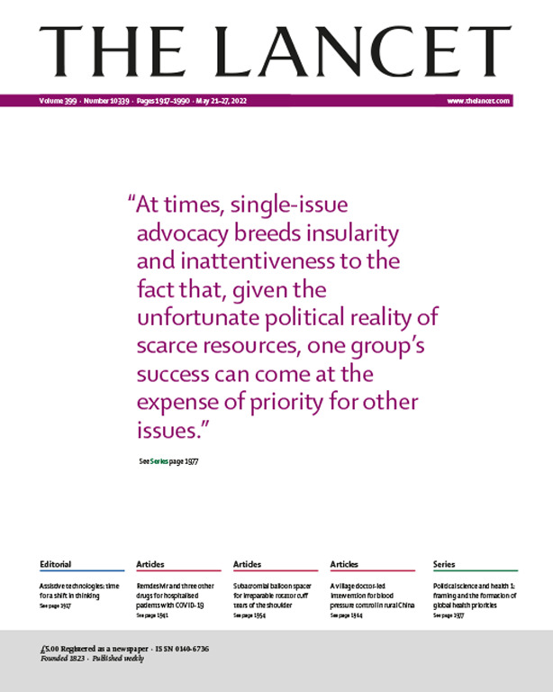 Why do some health issues receive a great deal of attention and resources while others remain neglected?

On the cover, quote from a new Lancet Series examining the interplay between politics, power, and health: hubs.li/Q01bNzVm0