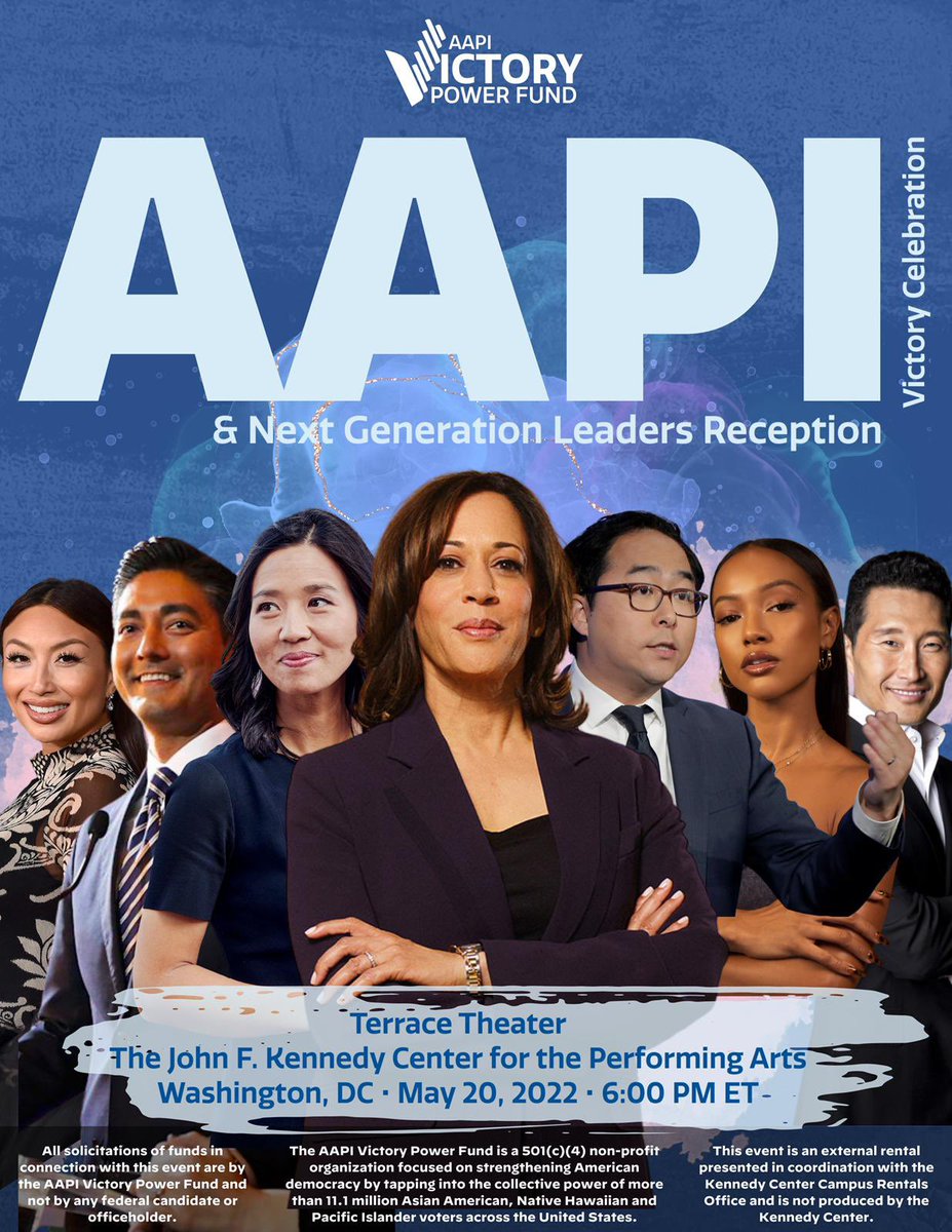 Tonight. I am honored to join the inaugural AAPI Victory Celebration at the Kennedy Center with Vice President Kamala Harris. Our Voice. Our Power. Our Vote. #AAPIOurVote