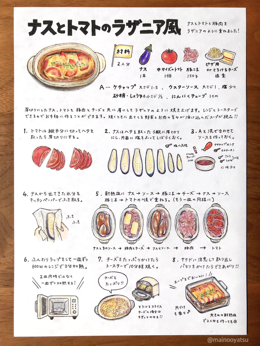 夫が喜ぶ♪レンジとトースターで出来る『ナスとトマトのラザニア風』♪