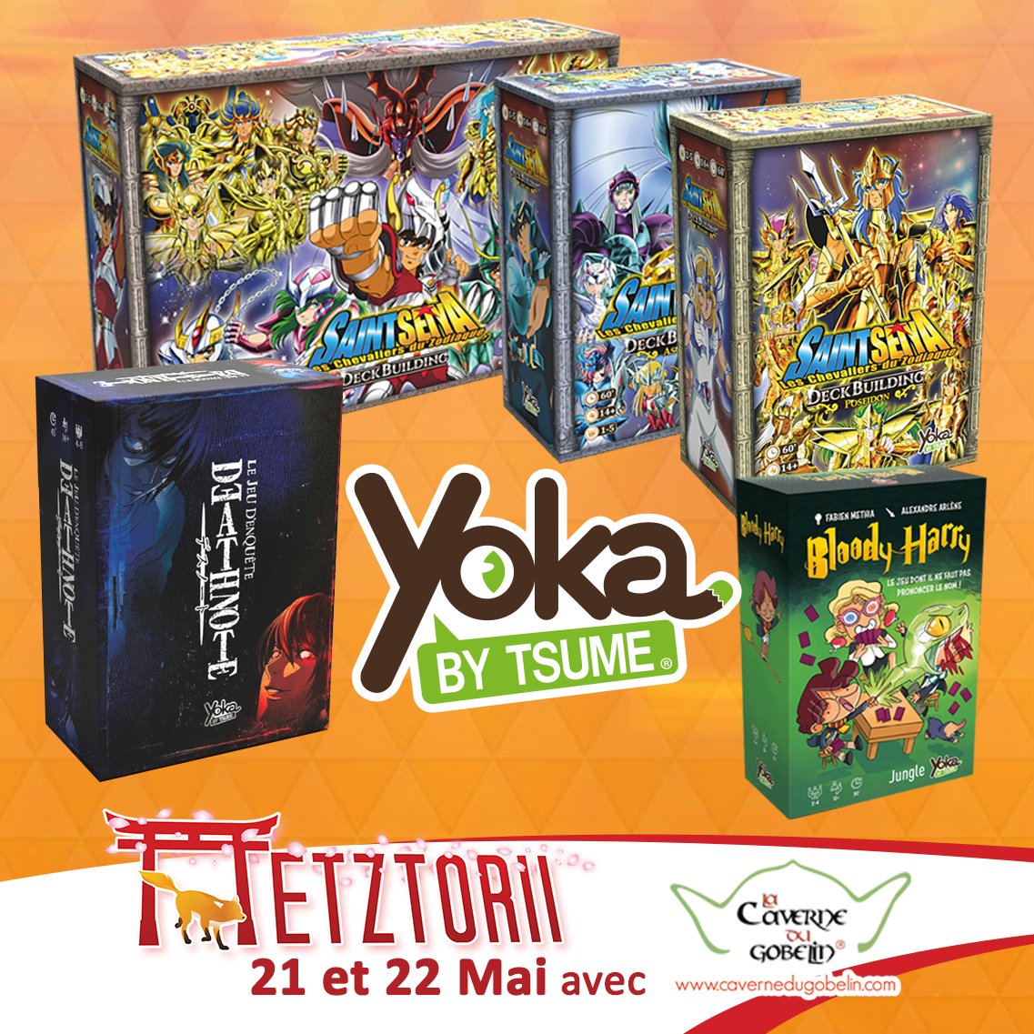 Rejoignez-nous ce week-end à <a href="/metztorii57/">Metz'Torii</a>  pour jouer à Saint Seiya, Death Note ou Bloody Harry en compagnie de l'auteur du jeu  Fabien Methia !!
Merci à <a href="/DuGobelin/">La Caverne du Gobelin</a>  pour l'organisation !!