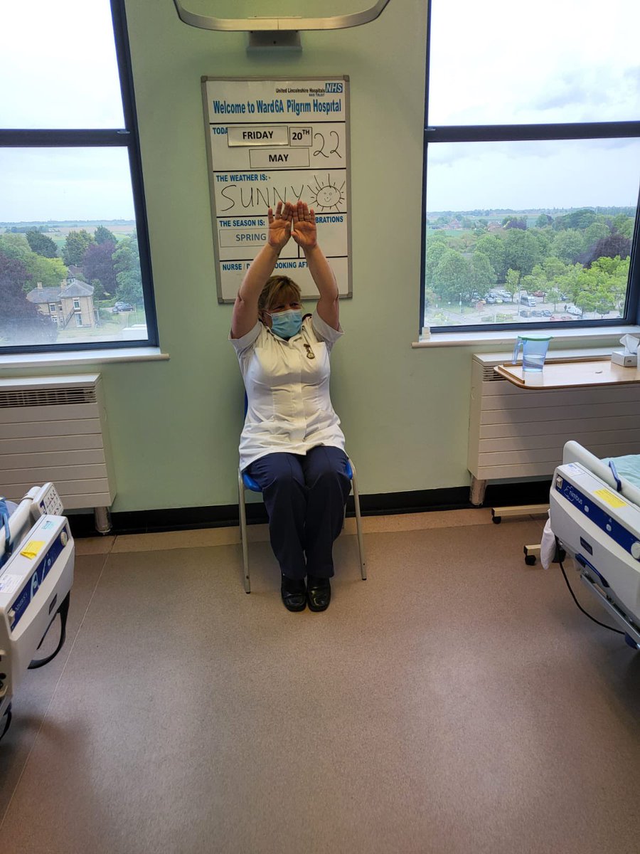 Leanne_c_892's tweet photo. Today @Ward6aPHB have been doing chair aerobics in the bays, really good engagement from our patients, and was thoroughly enjoyed by our staff too! Well done team #deconditioning @ULHTMedicine https://t.co/CC1Blx0nXN