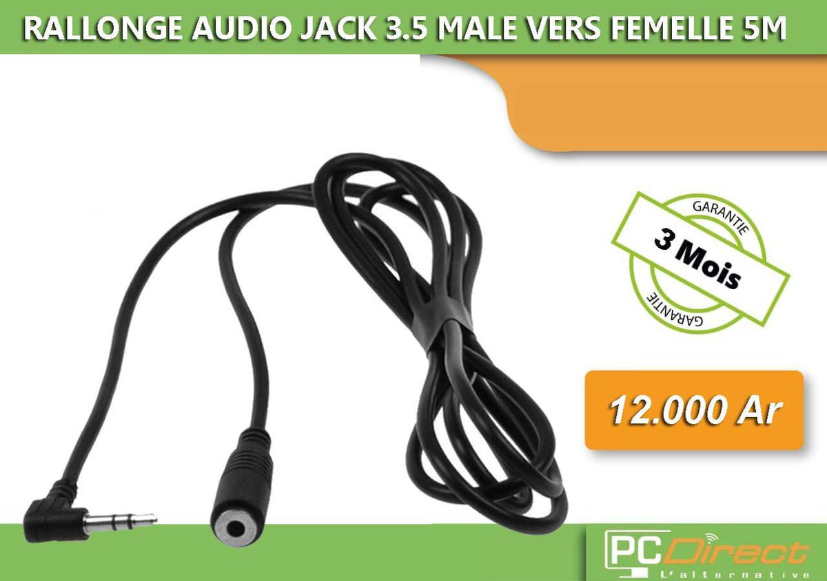 PcdirectM's tweet photo. 🆒 ! #ami ou #fan , installez-vous confortablement dans votre canapé en écoutant de la musique, même à plusieurs mètres de votre chaîne hi-fi, grâce à cette #RALLONGE AUDIO JACK 3.5 MALE VERS FEMELLE de 5️⃣ mètres de long ! @ #pcdirectinformatiquemadagascar https://t.co/DDncIX4mkP