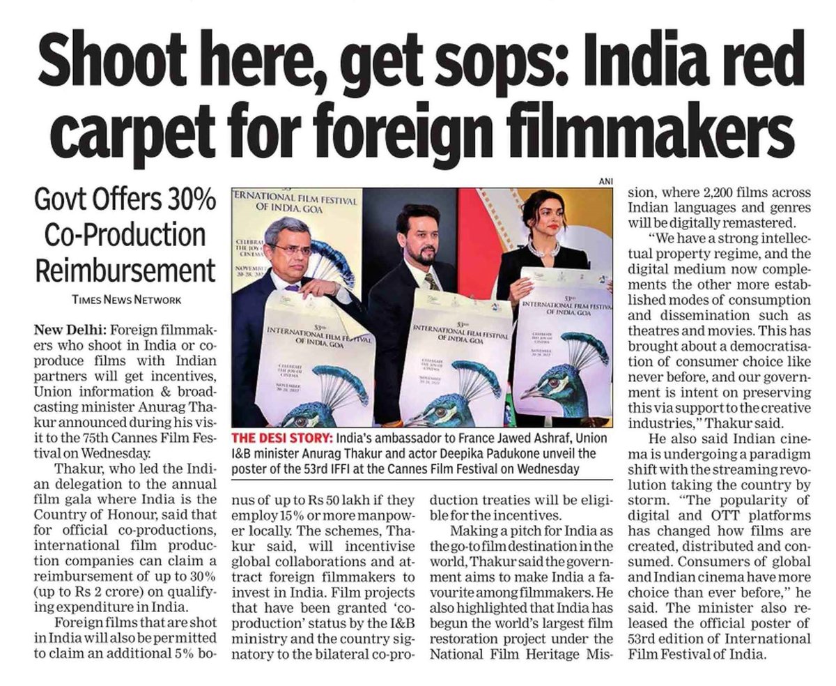 Media Updates (19.05.2022) - Incentives for foreign filmmakers to shoot, co-produce in the country.