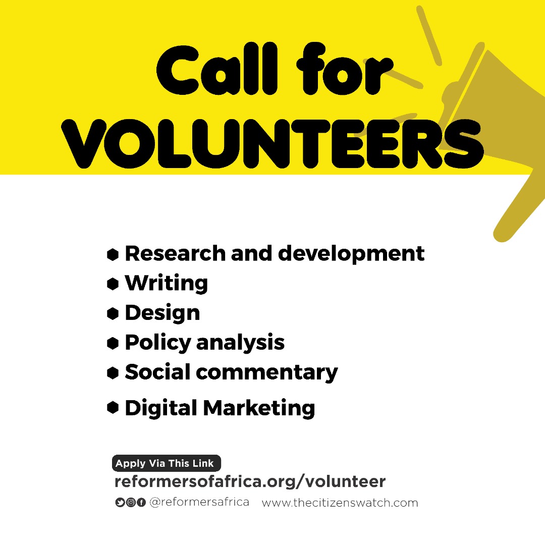 Do you have the capacity to advocate for institutional reforms and influence societal changes? Are you fascinated by innovative ideas aimed at development? 
Join our community by volunteering with us today. Volunteer via bit.ly/38FK6Iy