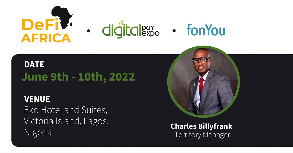 fonYou's tweet photo. 📅 UPCOMING: Join Charles Billyfrank, Territory Manager for fonYou, at Digital Pay Expo in Nigeria (9-10 June).  Explore fonYou's cloud-based solutions for new telco revenue streams in #fintech &amp; #embeddedfinance.  Register: https://t.co/529zaQkPQI  #fintech #telco #DeFi https://t.co/VoAmglGx8z