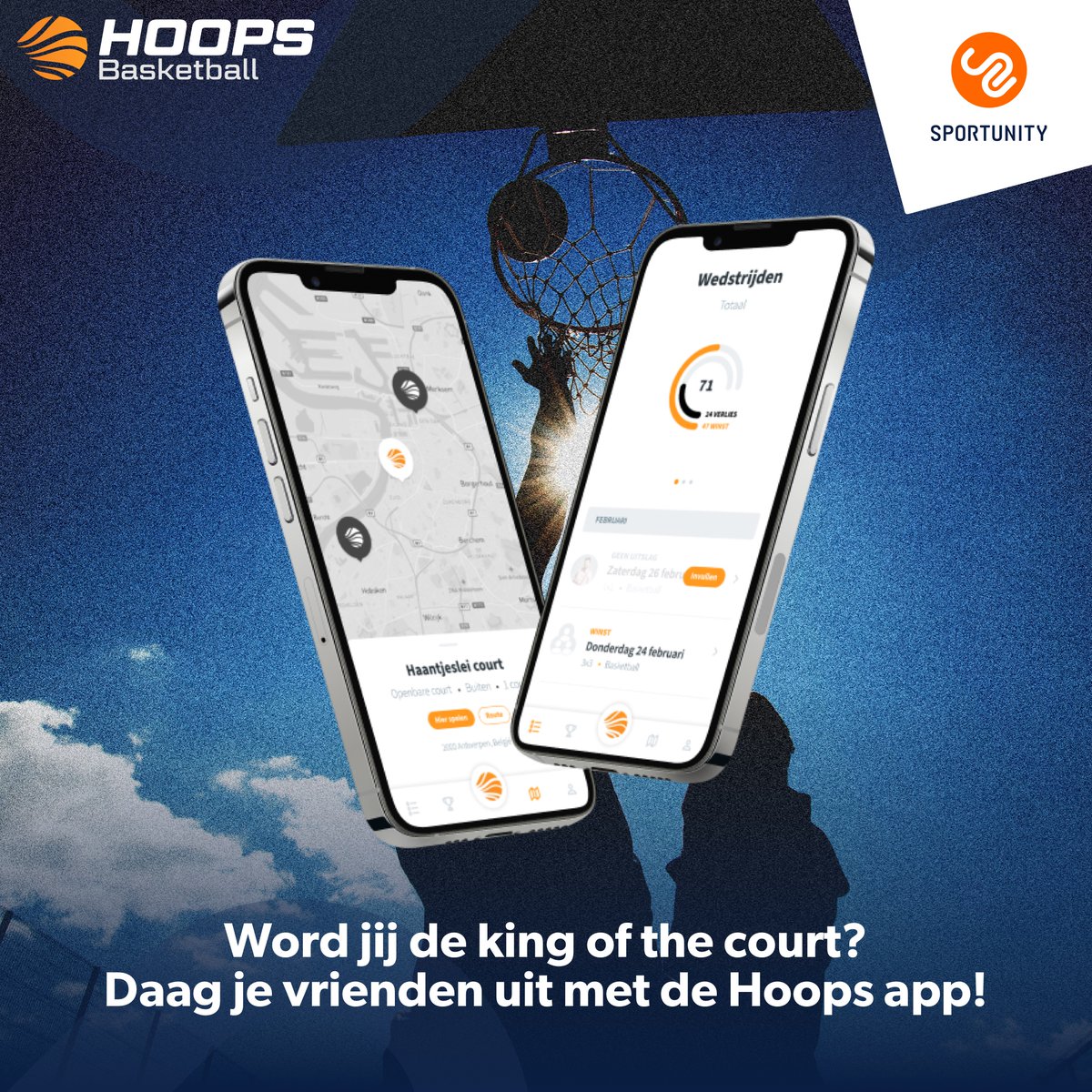 Samen met <a href="/BasketbalVlaand/">Basketbal Vlaanderen</a> lanceren wij vandaag de Hoops app! Met Hoops kun je altijd een court in de buurt vinden en jouw basketbalscores- en statistieken bijhouden. 🏀

Meer weten over Hoops? ➡️ hoopsapp.be

#newapp #Hoops #basketbal #3x3
