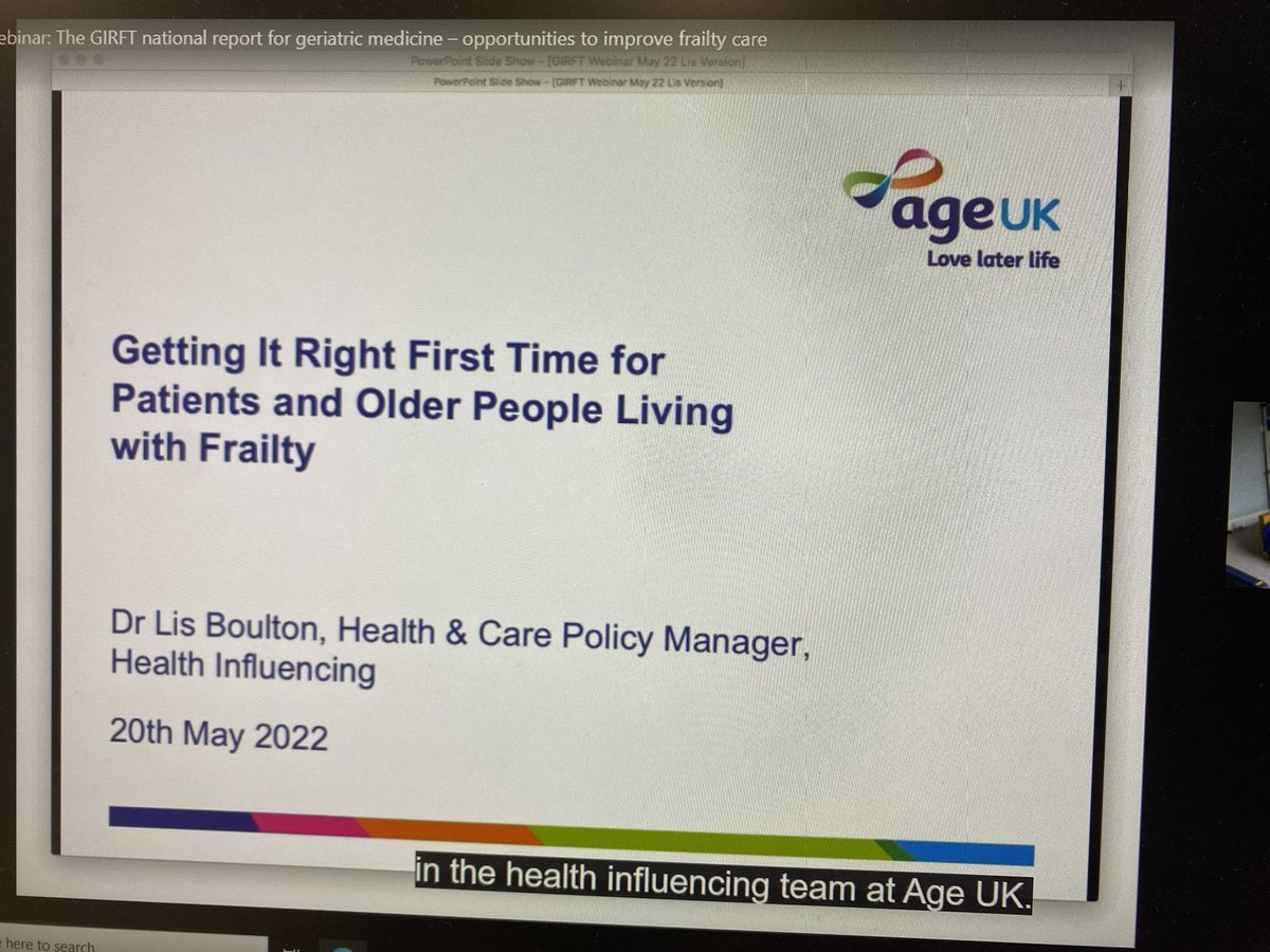 NUH_InptPTOT's tweet photo. Great to hear from @ageuklondon about their involvement with @NHSGIRFT in our team we frequently use their services to support discharging our frail patients! Great to see their work being showcased #gettingitrightfirsttime #AHPS  #PT #OT https://t.co/fsy2JB6Xwj