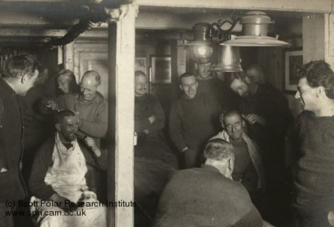 Aboard Shackleton's 'Endurance' the men held a head-shaving extravaganza on 20 May, 1915.

#Shackleton #CabinFever 

Image: <a href="/scottpolar/">Scott Polar Research Institute</a> 

Careful this doesn't give you ideas, <a href="/maximilian1845/">Hyik</a>!