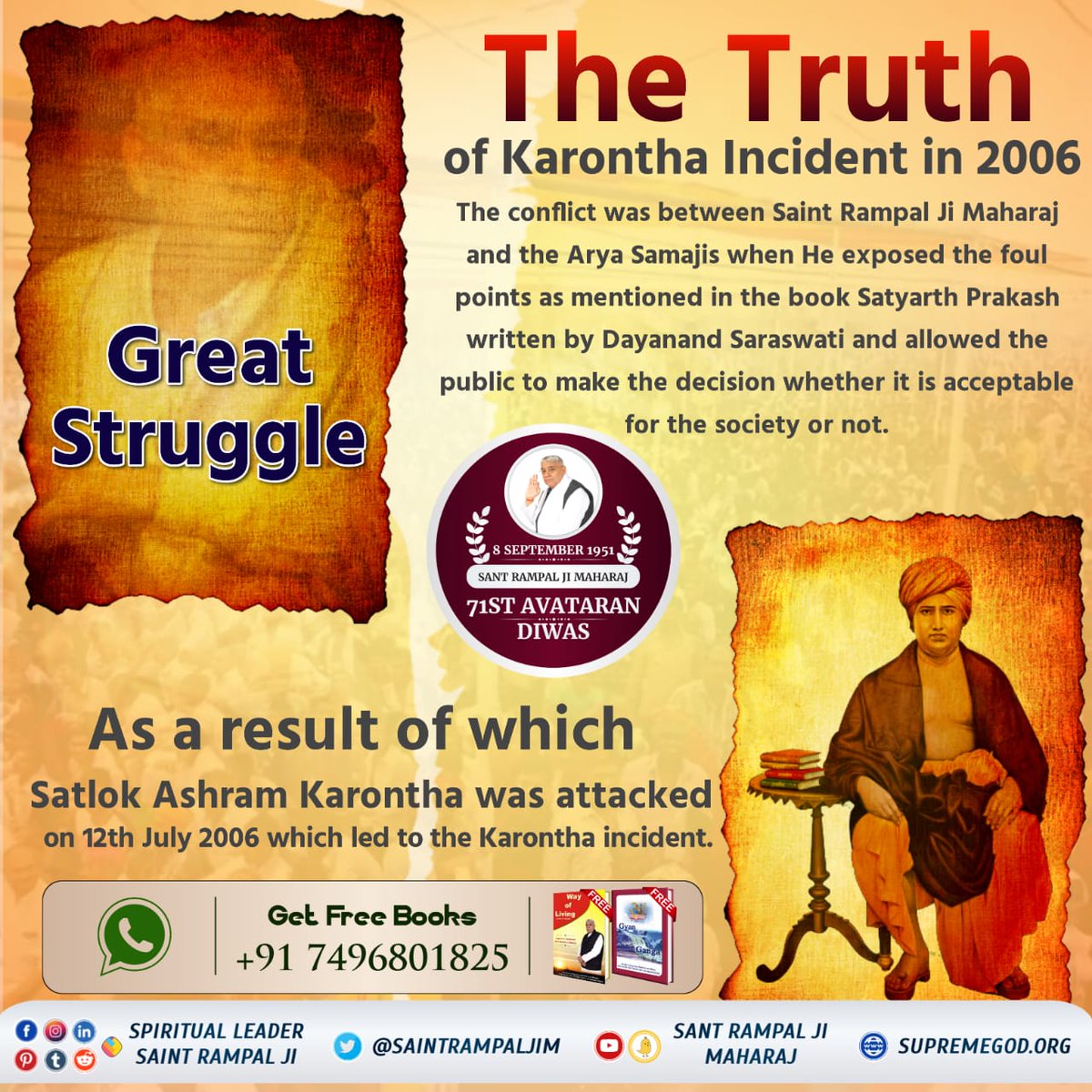 Antriksha_Das's tweet photo. #RealityOfMaharshiDayanand
Arya Smaji's did not liked this bitter truth and attacked on Satlok Ashram, Karontha in 2006. https://t.co/JdDxMGIQRZ