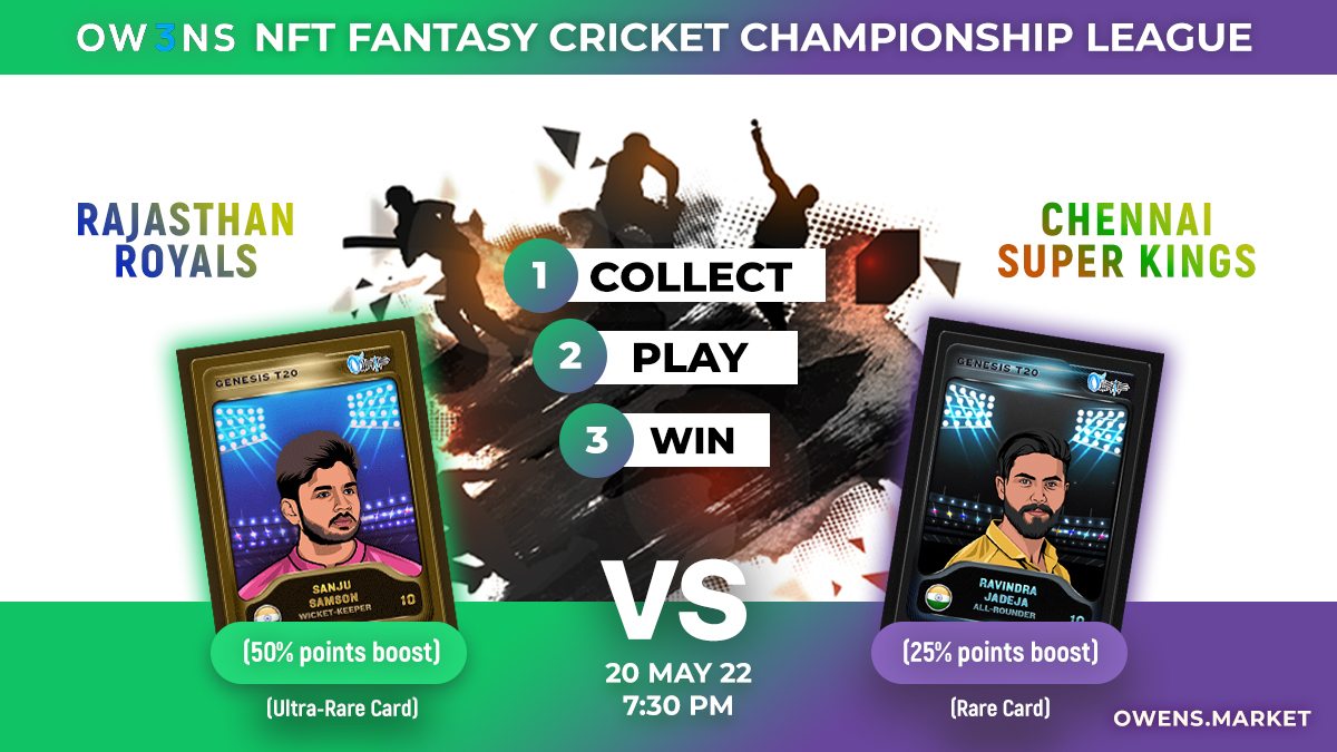 OWENS NFT (@owens_nft) on Twitter photo Which of the bowlers are you rooting for today? Comment below! #RRvsCSK
Trent Boult (RR)
Yuzvendra Chahal (RR)
Mukesh Chodhary (CSK)
Dwayne Bravo (CSK)
Anyone Else? Mention in the Comment below 
Pick Your MVP: owens.market/mvp
Choose your MVP before the clock runs out. Which of the bowlers are you rooting for today? Comment below! #RRvsCSK
Trent Boult (RR)
Yuzvendra Chahal (RR)
Mukesh Chodhary (CSK)
Dwayne Bravo (CSK)
Anyone Else? Mention in the Comment below 
Pick Your MVP: owens.market/mvp
Choose your MVP before the clock runs out.