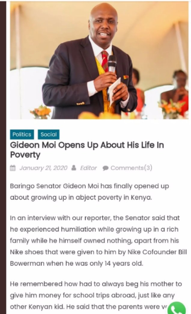 Gedion Moi, growing up in abject poverty and other funny short stories.

#NoRigathiNoRuto