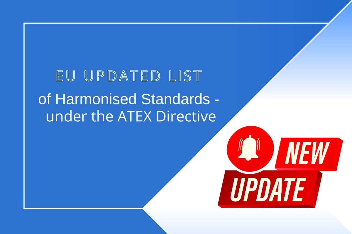 cemarking's tweet photo. List of Harmonized Standards under the ATEX Directive Updated - This decision specifically regards the harmonized standards for nozzle, test requirements, and dimensions used for specific purposes.
https://t.co/HQRTCMAuwh
#ATEX #HarmonizedStandards #AmendmentsATEX https://t.co/lsAaq3DL75