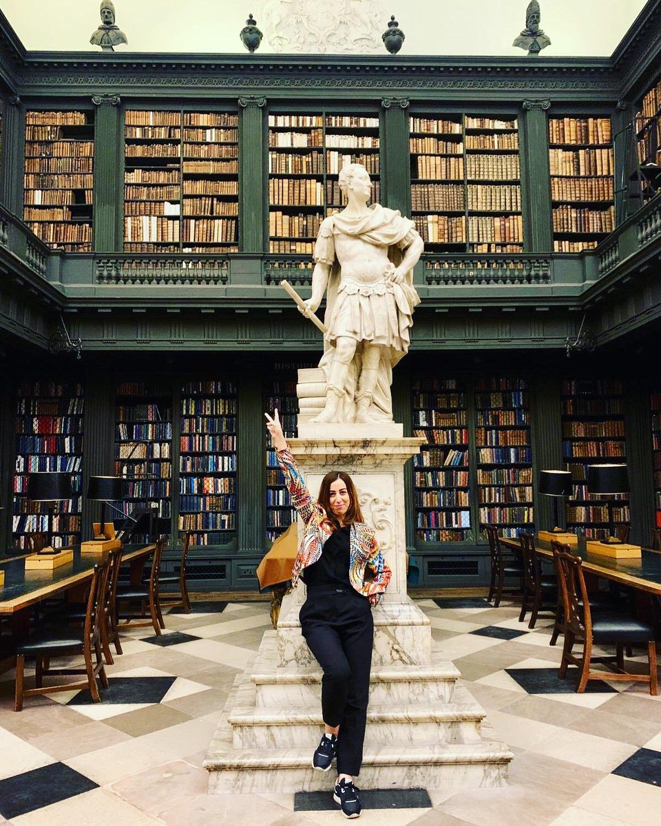 RebeccasBooks's tweet photo. During my 2 days with Faiza Guene this week in UK to talk about the publication of DISCRETION, I have kept thinking of this photo taken in March 2020 in library formerly known as the Codrington just after she had sent me the manuscript. Yes, Faiza, take all the space you need ♥️ https://t.co/12EdDLTenU