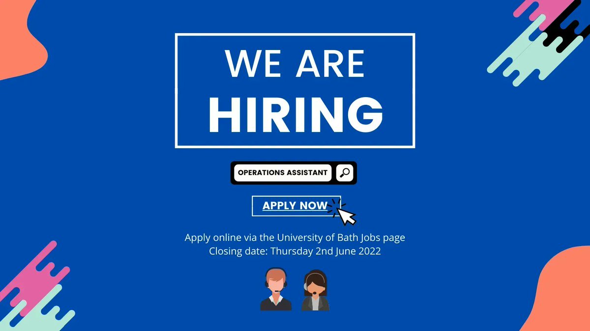 We have an exciting opportunity for an Operations Assistant to join our team at the <a href="/UniofBath/">University of Bath</a>. You will be based at the Innovation Centre, near Southgate, bus station and train station.
Apply now: buff.ly/3a6mQ6N Closes: 2nd June. 

#JobsinBath #recruiting #jointheteam