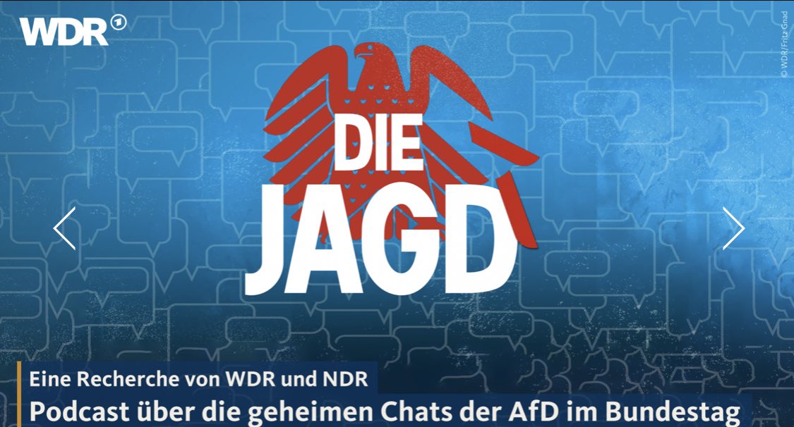 Worüber spricht die #AfD-Bundestagsfraktion, wenn sie glaubt, dass ihr keiner zuhört...wir zeigen euch das! 40.000 Posts aus fast 4 Jahren
Podcast:
ardaudiothek.de/sendung/wdr-5-…
Doku:
1.ard.de/afd-leaks
<a href="/KatjaRiedel/">Katja Riedel</a> <a href="/ChristianBasl/">Christian Basl</a> <a href="/LucasStratmann/">Lucas Stratmann</a> 
#Quasselgruppe
#DieJagd
#AfDLeaks