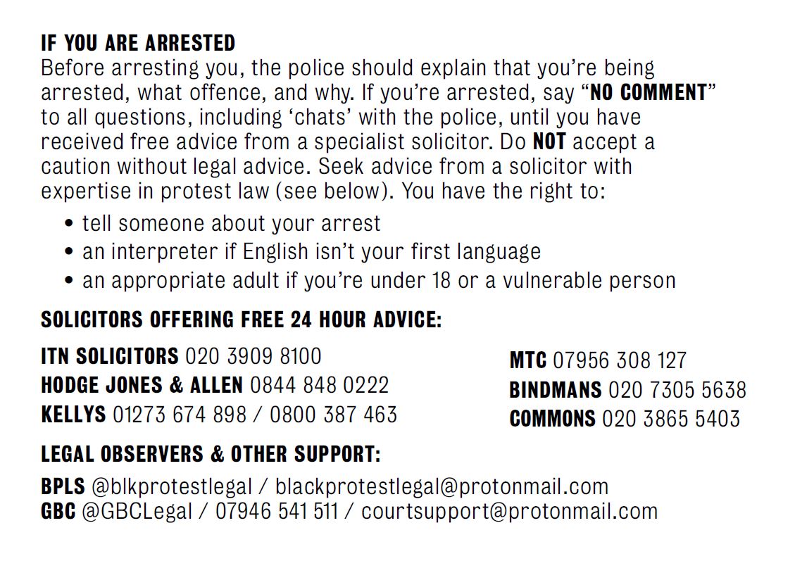 If you're protesting this weekend:
KNOW YOUR RIGHTS
KNOW THE RISKS
STAY SAFE

📲SAVE these legal advice cards
📡SHARE w/ other protesters
🖊️WRITE phone numbers on your arm
🦺FIND Legal Observers for assistance