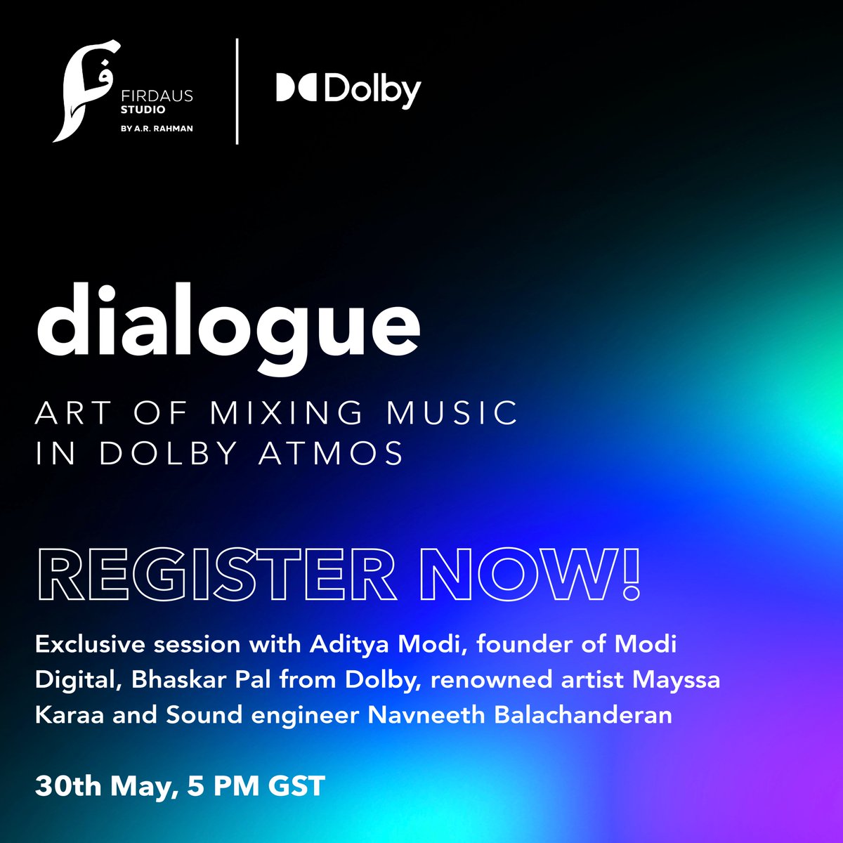 Introducing Dolby Atmos Music dialogue in partnership <a href="/FirdausStudio/">Firdaus Studio</a> by <a href="/arrahman/">A.R.Rahman</a>

A series of exclusive interactive sessions with industry legends and experts on the art of mixing music in Dolby Atmos for an immersive listening experience.

#DolbyAtmos #expo2020 #Spatialaudio