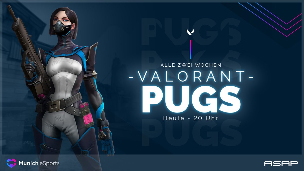 Für alle, die es am WE nicht auf eine Hamburger LAN schaffen:

Unsere #Valorant #PUGS finden wieder statt, kommt vorbei und spielt mit! Es wird wieder ein entspannter Abend mit spannenden Runden!

🗓️ Fr., 20.05.2022
🕗 20:00 Uhr
🎙️ munich-esports.de/discord

#PlayYourHeartOut