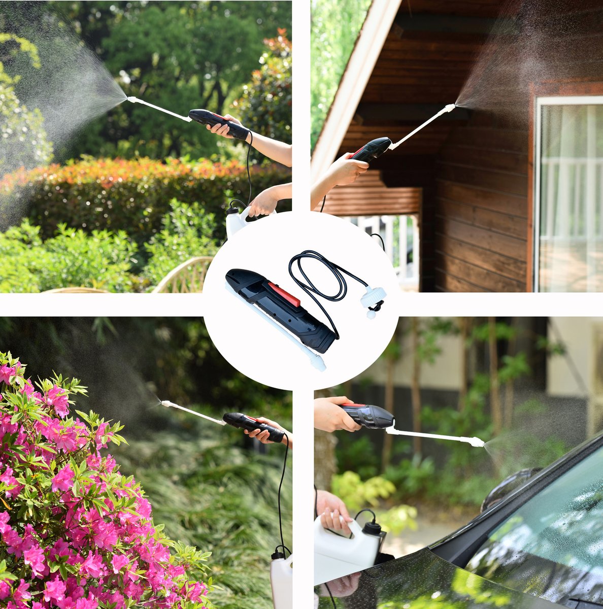 Multiuse battery power sprayer : watering;fertilizing;weeds killing; insect control; disinfection;cleaning