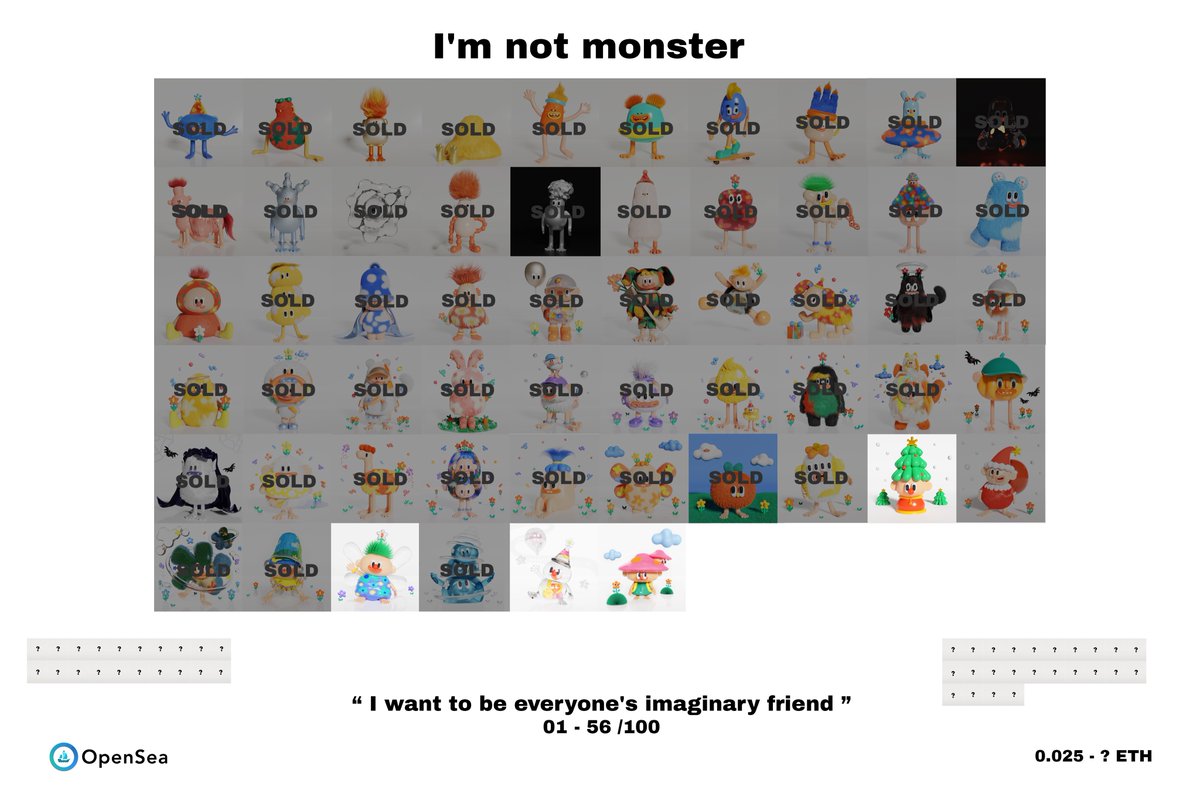 ✨Update I'm not monster✨

🔥Last 4 for now🔥

"Let join with BooBoo World is just beginning!"🚀🌕🤩

No. 01-56/100 | 💥0.025-?? ETH💥 |

Now On : opensea.io/collection/i-m…

-----
#NFTCommunity  #nftcollector #Cryptoart #OpenSeaNFT #opense #NFTTHAILAND #NFTthai