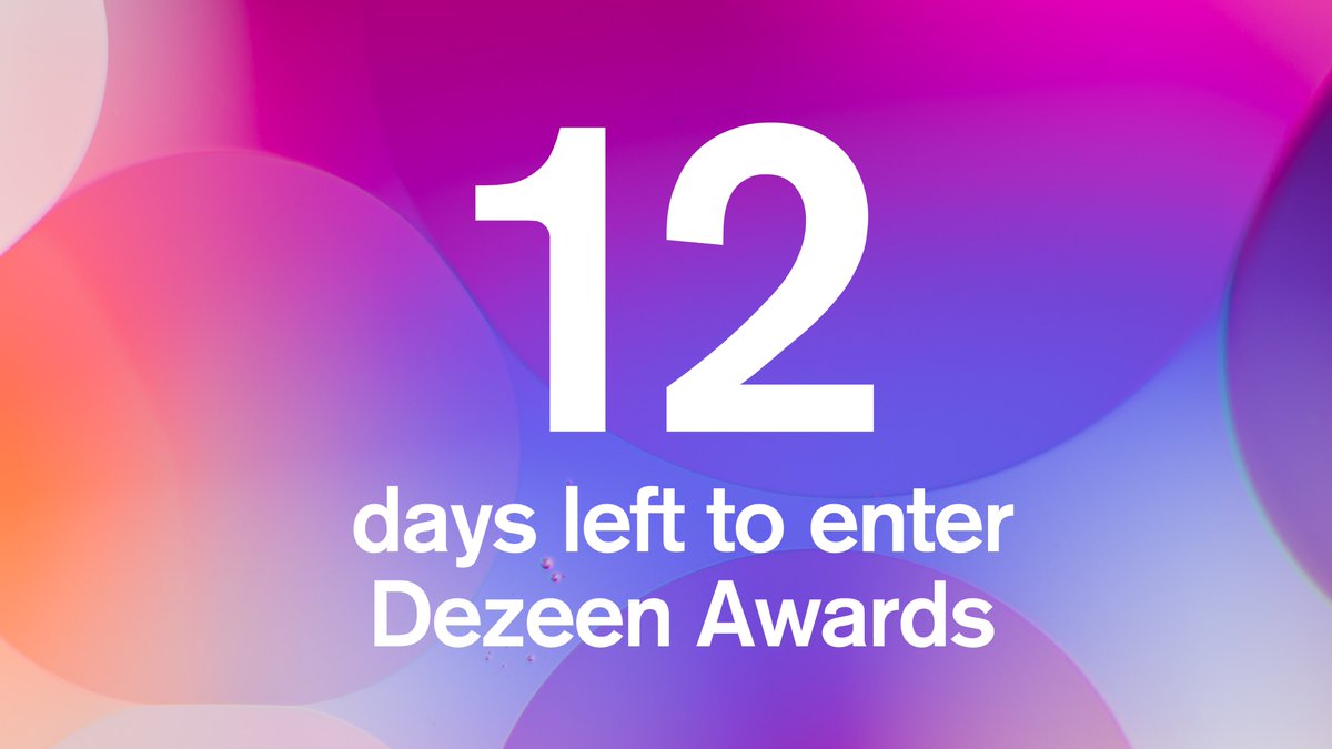 There are only 12 days left until entries close for Dezeen Awards 2022. Enter before midnight on 1 June!

Follow the link to sign in and submit your entry: dezeen.com/awards/signup/…
 
#dezeenawards #architecture #interiors #design