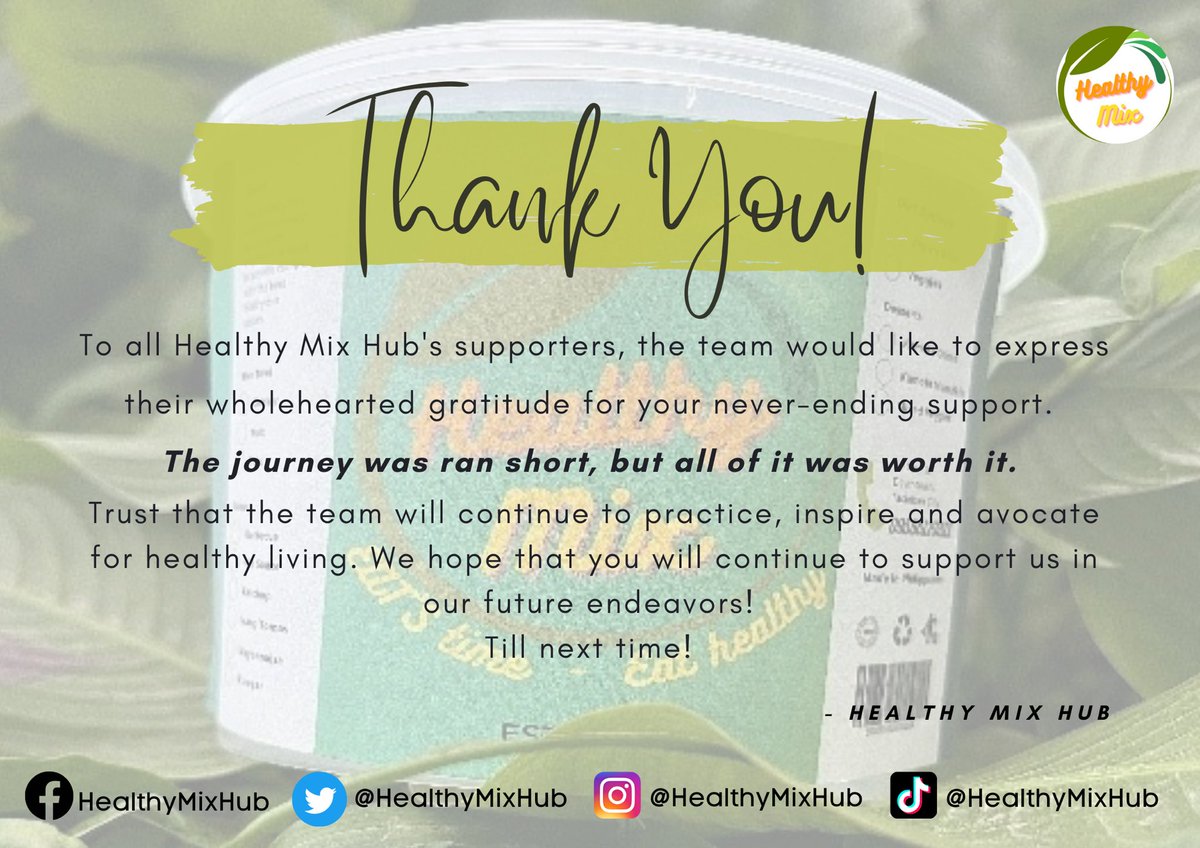 HealthyMixHub's tweet photo. Just wanted to take this moment to say THANK YOU to each and everyone that supported our business. 💖🤧

Without you there would be no Healthy Mix Hub 🤗

#thankyou
#lastday
#HealthyMixHub https://t.co/3NUaiTCmUX