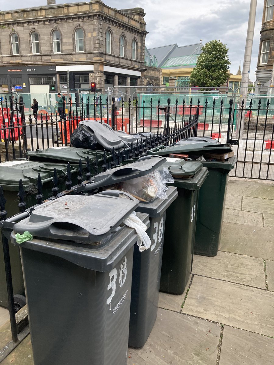 IsabellaEllwood's tweet photo. @Edinburgh_CC The bins at the foot of Leith Walk (EH6) have not been collected for over 3 weeks again (recycling and general waste) - the foxes are loving it but the residents are not ☹️ https://t.co/x1Pm7q5Qhb