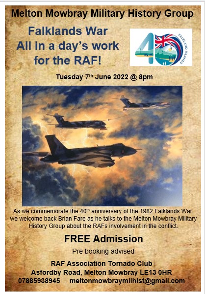 HistoryFare π (@farebrian) on Twitter photo As we commemorate the 40th anniversary of the 1982 Falkands War, come along to the next @MeltonMilHist group meeting on 7th June <a href="/RAFAMelton/">RAFA Melton Mowbray</a> where I will be talking to them about the RAFs role in the conflict. As we commemorate the 40th anniversary of the 1982 Falkands War, come along to the next @MeltonMilHist group meeting on 7th June <a href="/RAFAMelton/">RAFA Melton Mowbray</a> where I will be talking to them about the RAFs role in the conflict.