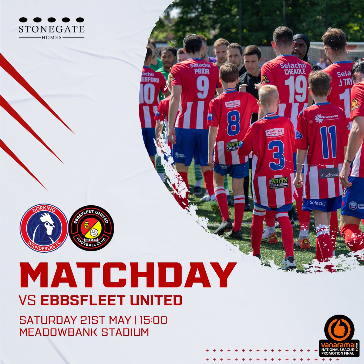 DorkingWDRS's tweet photo. IT'S PROMOTION FINAL MATCH DAY! 🔴⚪️

🆚 Ebbsfleet United
🏆 Vanarama National League South Promotion Final
🏟️ Meadowbank Stadium
⌚️ 3pm kick off
❌ ALL TICKETS SOLD OUT 
🎥 Subscribe to live stream for only £10 below 

https://t.co/B1h2qpcJ4d https://t.co/3w3J8H0XaX