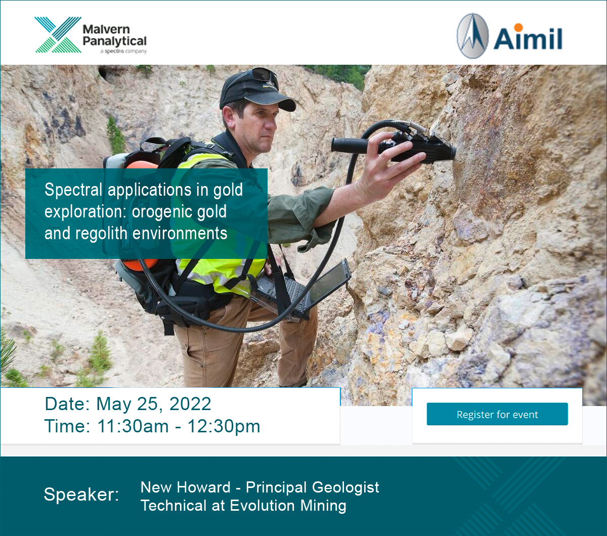 AimilLtd's tweet photo. Spectral applications in gold exploration
Guest Speaker: New Howard - Principal Geologist - Technical at Evolution Mining
Wednesday, 25 May 2022 | 11:30am - 12:30pm IST
#orogenic #gold #exploration #regolith #geologist
https://t.co/6PA77Mn72Z https://t.co/oEgoUPaEIB