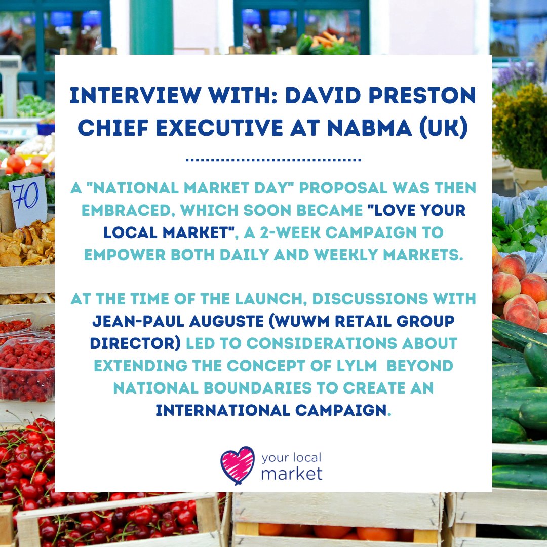 WUWMarkets's tweet photo. ๐ Today, LYLM is an international reality coordinated by #WUWM. But the campaign first started in the United Kingdom 11 years ago. In occasion of May, the month of markets, and the launch of #LYLM2022, we have interviewed #DavidPreston, Chief Executive at @Nabma_Markets! https://t.co/eXtSeiGQSm