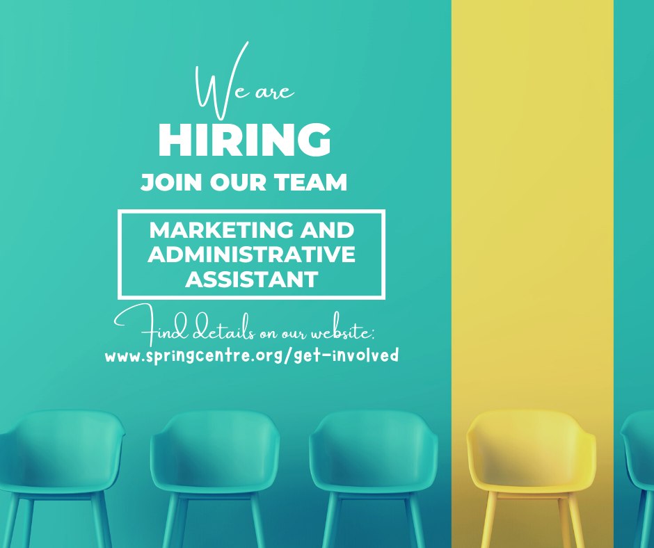 Do you have a passion for making a difference? Would you like to join our team? 
We have two paid roles at the moment. Please check out our website for full job descriptions. springcentre.org/get-involved/
Closing date: 10 June 2022 
Interviews: week commencing 20 June 2022