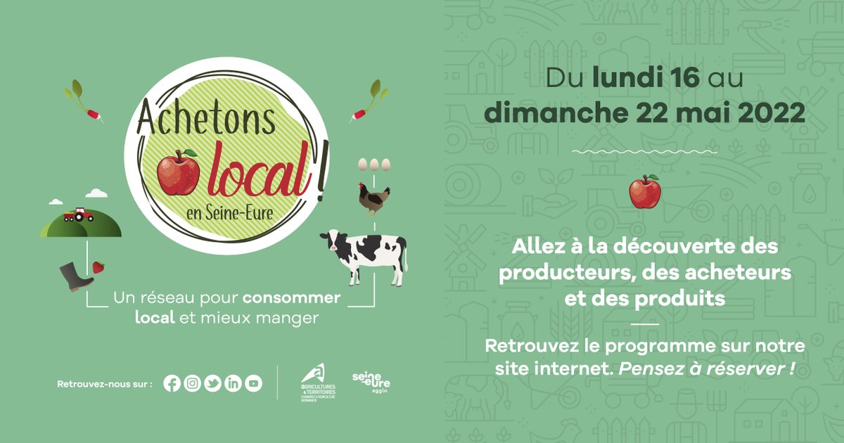 AggloSeineEure's tweet photo. Il est encore temps de profiter du réseau #AchetonsLocal en Seine-Eure ! 🍎 Partez à la découverte des producteurs, acheteurs et produits ce week-end. 👉 https://t.co/qDWpkilmCr https://t.co/jHSUiCtTv7